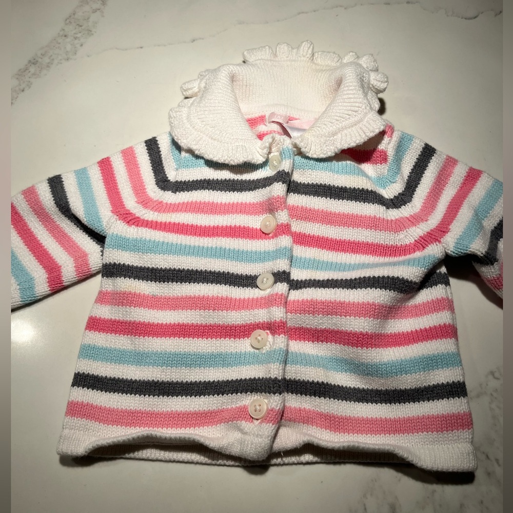 Janie and jack cotton sweater for girls age 3-6 months.